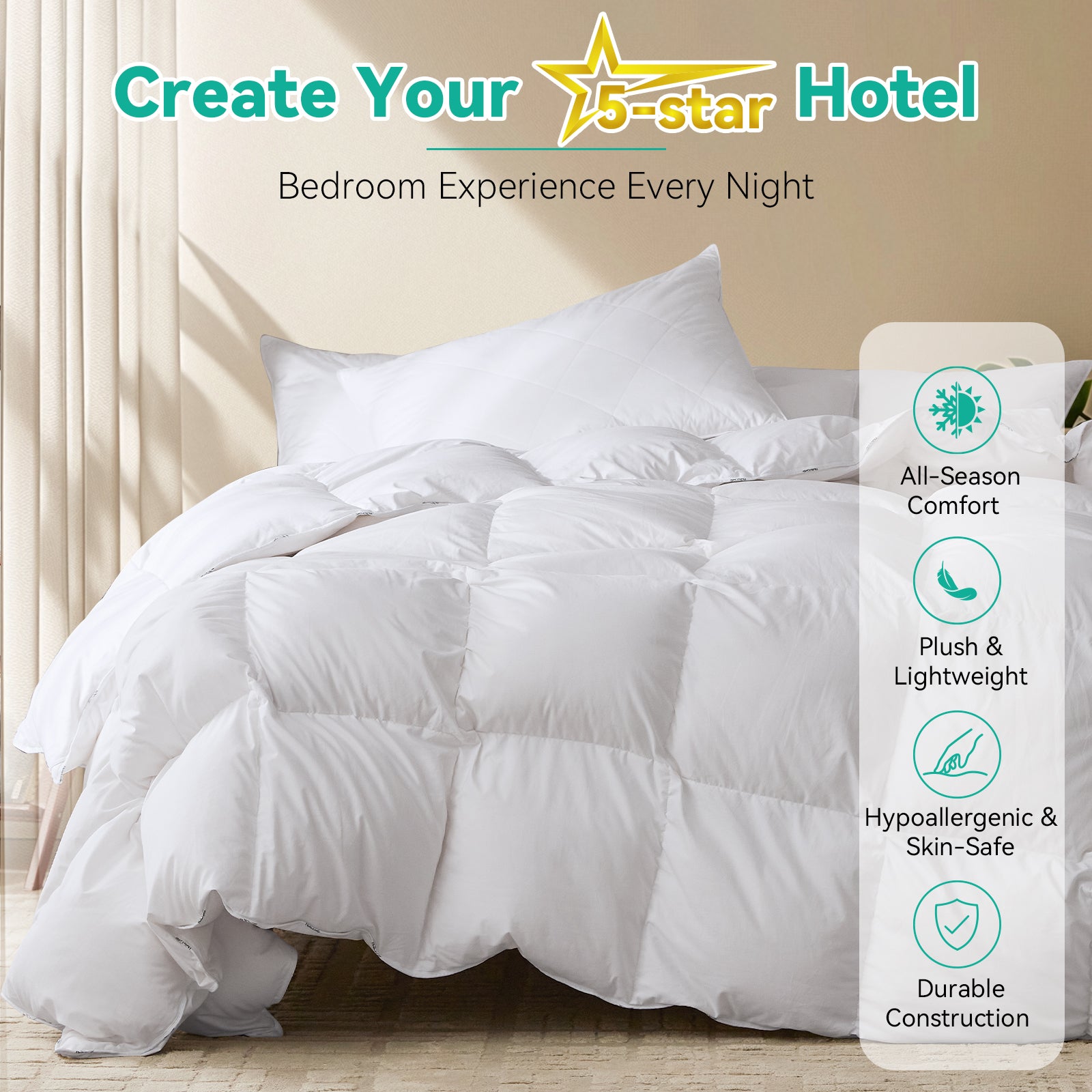 Three Goose Feather Down Fiber Comforter