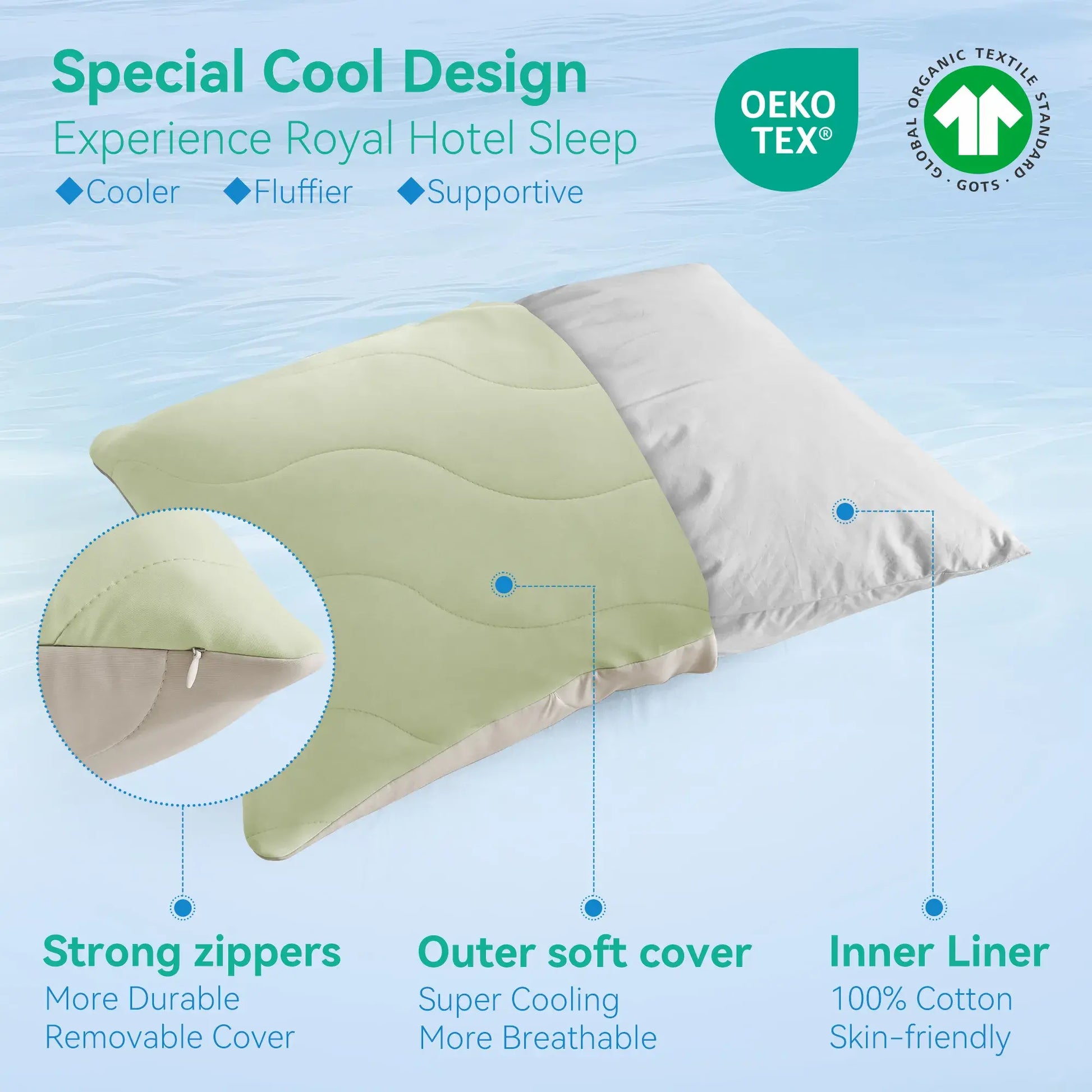 Three Geese Cooling Goose Feather Down Pillows