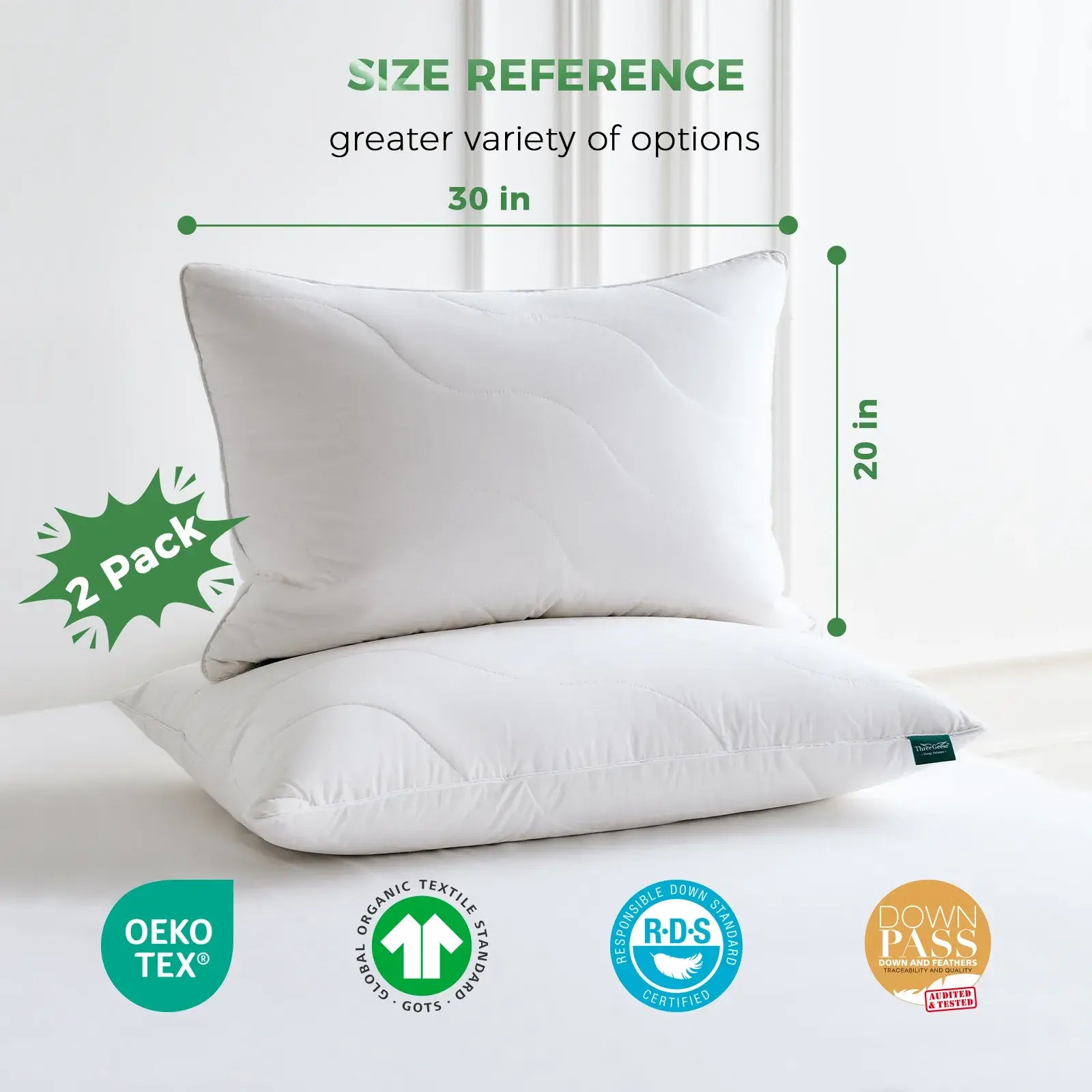 Three Geese Goose Feather Down Filled Pillow